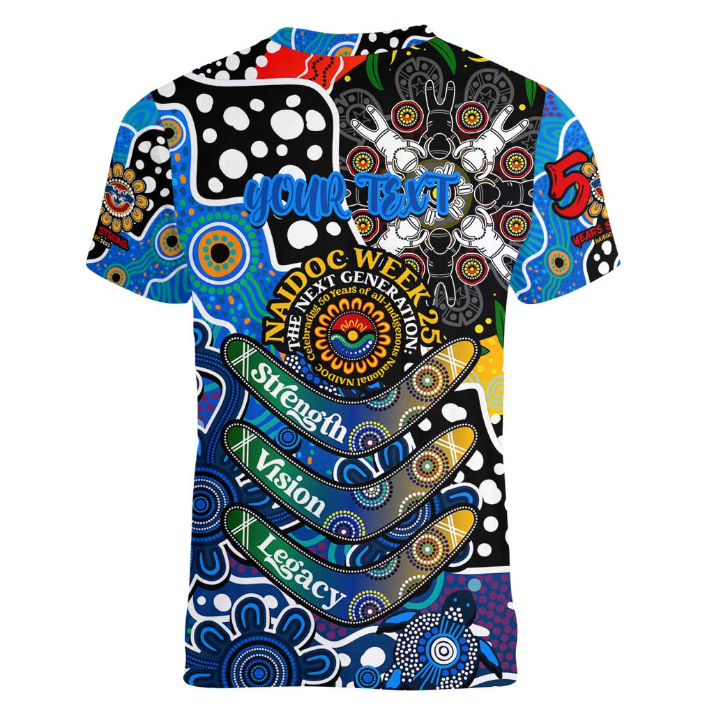 Personalised Cats AFL Celebrating 50 Years of Naidoc Women V-Neck T-Shirt NAIDOC Week 2025 Aboriginal