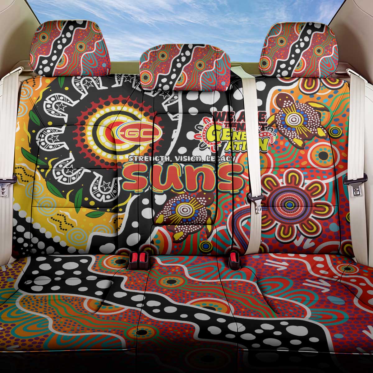 Suns AFL Celebrating 50 Years of Naidoc Back Car Seat Cover NAIDOC Week 2025 Aboriginal
