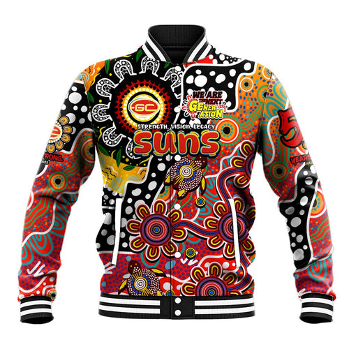 Personalised Suns AFL Celebrating 50 Years of Naidoc Baseball Jacket NAIDOC Week 2025 Aboriginal