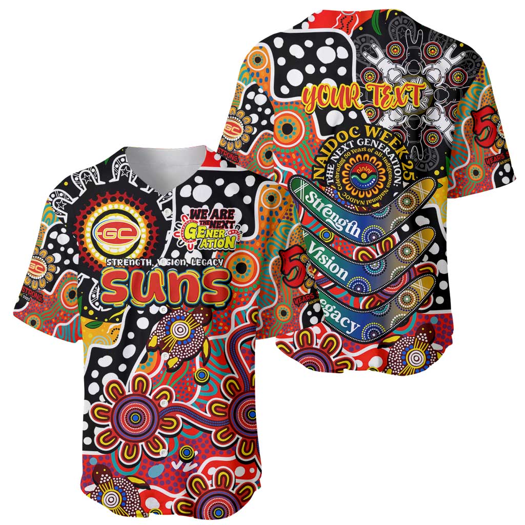 Personalised Suns AFL Celebrating 50 Years of Naidoc Baseball Jersey NAIDOC Week 2025 Aboriginal