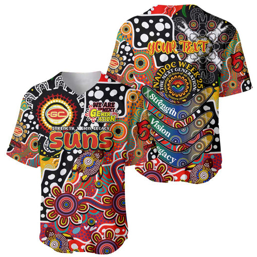 Personalised Suns AFL Celebrating 50 Years of Naidoc Baseball Jersey NAIDOC Week 2025 Aboriginal