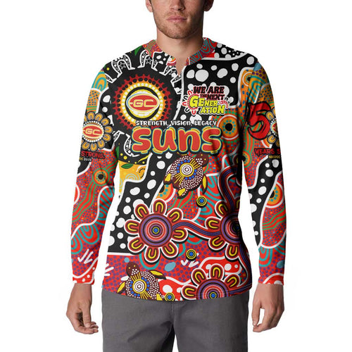 Personalised Suns AFL Celebrating 50 Years of Naidoc Button Sweatshirt NAIDOC Week 2025 Aboriginal