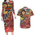 Personalised Suns AFL Celebrating 50 Years of Naidoc Couples Matching Long Sleeve Bodycon Dress and Hawaiian Shirt NAIDOC Week 2025 Aboriginal