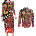 Personalised Suns AFL Celebrating 50 Years of Naidoc Couples Matching Long Sleeve Bodycon Dress and Long Sleeve Button Shirt NAIDOC Week 2025 Aboriginal