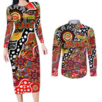 Personalised Suns AFL Celebrating 50 Years of Naidoc Couples Matching Long Sleeve Bodycon Dress and Long Sleeve Button Shirt NAIDOC Week 2025 Aboriginal