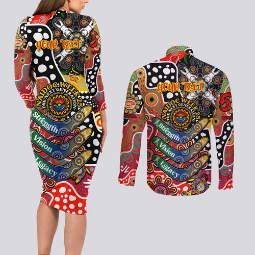 Personalised Suns AFL Celebrating 50 Years of Naidoc Couples Matching Long Sleeve Bodycon Dress and Long Sleeve Button Shirt NAIDOC Week 2025 Aboriginal