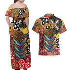 Personalised Suns AFL Celebrating 50 Years of Naidoc Couples Matching Off Shoulder Maxi Dress and Hawaiian Shirt NAIDOC Week 2025 Aboriginal