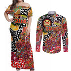 Personalised Suns AFL Celebrating 50 Years of Naidoc Couples Matching Off Shoulder Maxi Dress and Long Sleeve Button Shirt NAIDOC Week 2025 Aboriginal