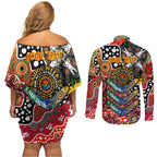 Personalised Suns AFL Celebrating 50 Years of Naidoc Couples Matching Off Shoulder Short Dress and Long Sleeve Button Shirt NAIDOC Week 2025 Aboriginal