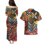 Personalised Suns AFL Celebrating 50 Years of Naidoc Couples Matching Puletasi and Hawaiian Shirt NAIDOC Week 2025 Aboriginal