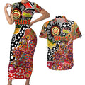 Personalised Suns AFL Celebrating 50 Years of Naidoc Couples Matching Short Sleeve Bodycon Dress and Hawaiian Shirt NAIDOC Week 2025 Aboriginal