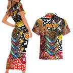 Personalised Suns AFL Celebrating 50 Years of Naidoc Couples Matching Short Sleeve Bodycon Dress and Hawaiian Shirt NAIDOC Week 2025 Aboriginal