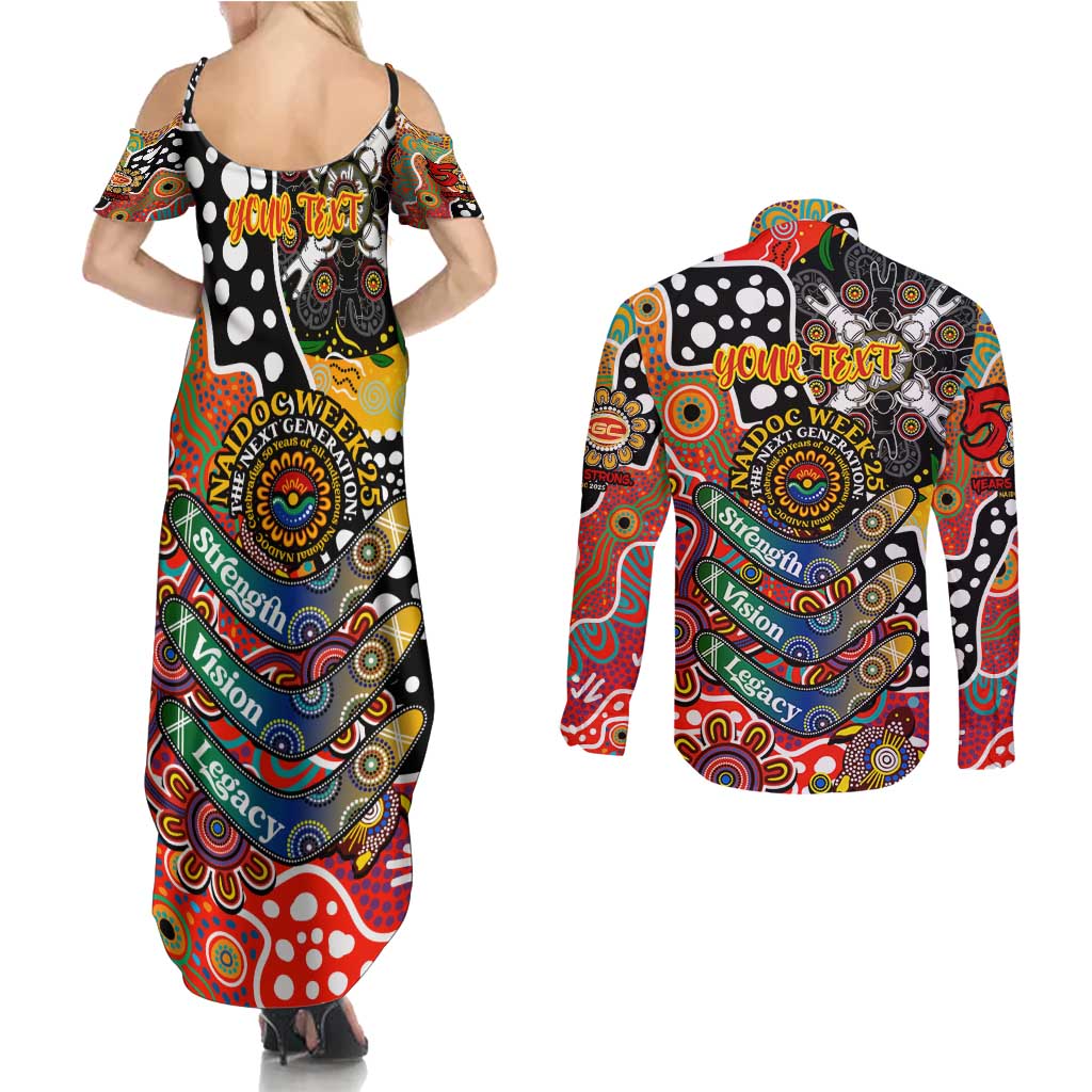 Personalised Suns AFL Celebrating 50 Years of Naidoc Couples Matching Summer Maxi Dress and Long Sleeve Button Shirt NAIDOC Week 2025 Aboriginal