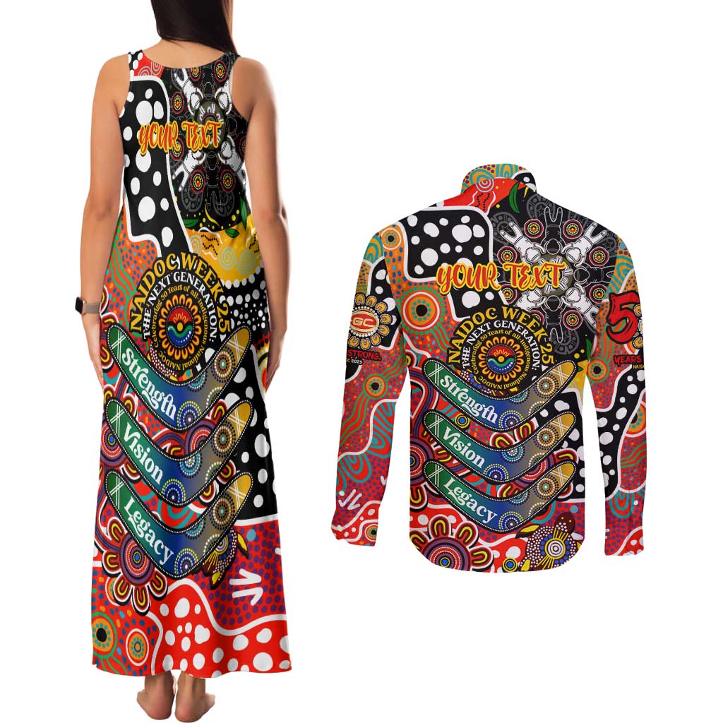 Personalised Suns AFL Celebrating 50 Years of Naidoc Couples Matching Tank Maxi Dress and Long Sleeve Button Shirt NAIDOC Week 2025 Aboriginal
