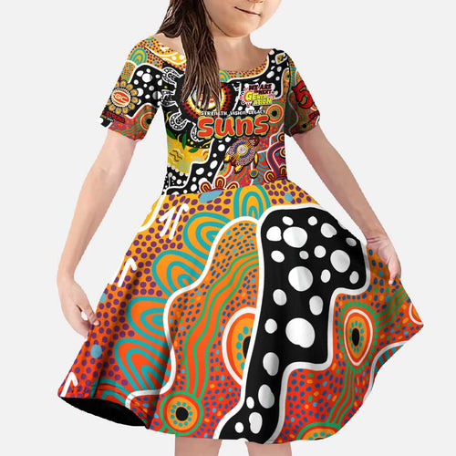 Personalised Suns AFL Celebrating 50 Years of Naidoc Family Matching Long Sleeve Bodycon Dress and Hawaiian Shirt NAIDOC Week 2025 Aboriginal
