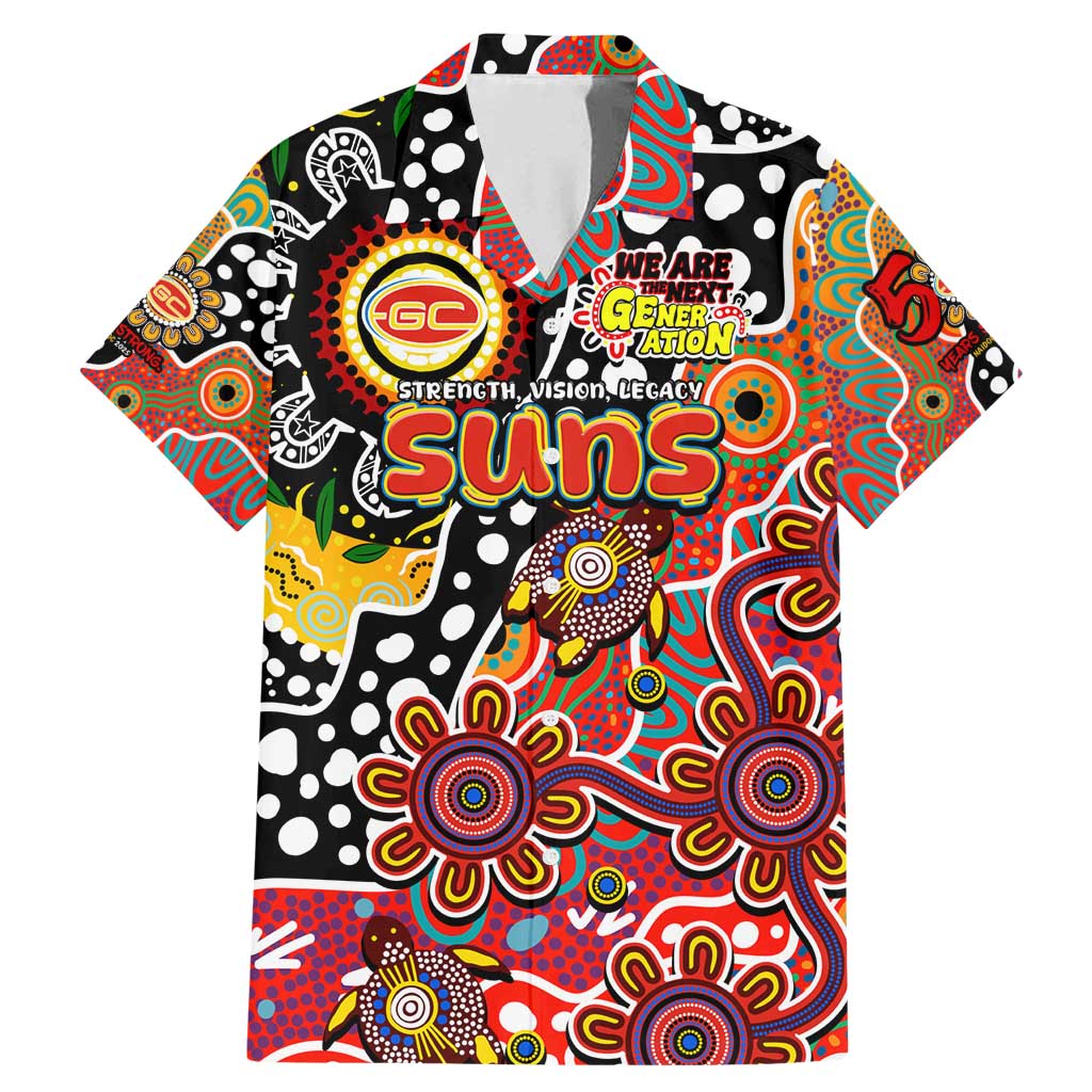 Personalised Suns AFL Celebrating 50 Years of Naidoc Family Matching Mermaid Dress and Hawaiian Shirt NAIDOC Week 2025 Aboriginal