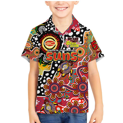 Personalised Suns AFL Celebrating 50 Years of Naidoc Family Matching Mermaid Dress and Hawaiian Shirt NAIDOC Week 2025 Aboriginal