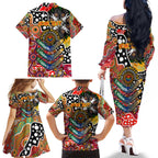Personalised Suns AFL Celebrating 50 Years of Naidoc Family Matching Off The Shoulder Long Sleeve Dress and Hawaiian Shirt NAIDOC Week 2025 Aboriginal