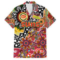 Personalised Suns AFL Celebrating 50 Years of Naidoc Family Matching Off The Shoulder Long Sleeve Dress and Hawaiian Shirt NAIDOC Week 2025 Aboriginal