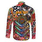 Personalised Suns AFL Celebrating 50 Years of Naidoc Family Matching Off The Shoulder Long Sleeve Dress and Hawaiian Shirt NAIDOC Week 2025 Aboriginal