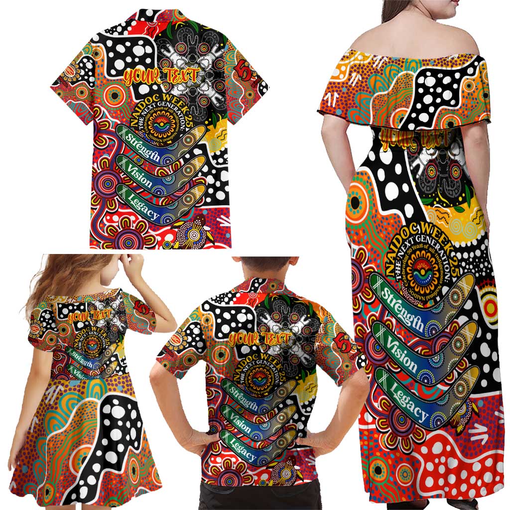 Personalised Suns AFL Celebrating 50 Years of Naidoc Family Matching Off Shoulder Maxi Dress and Hawaiian Shirt NAIDOC Week 2025 Aboriginal