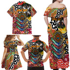 Personalised Suns AFL Celebrating 50 Years of Naidoc Family Matching Off Shoulder Maxi Dress and Hawaiian Shirt NAIDOC Week 2025 Aboriginal