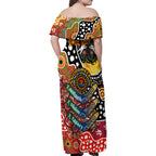 Personalised Suns AFL Celebrating 50 Years of Naidoc Family Matching Off Shoulder Maxi Dress and Hawaiian Shirt NAIDOC Week 2025 Aboriginal