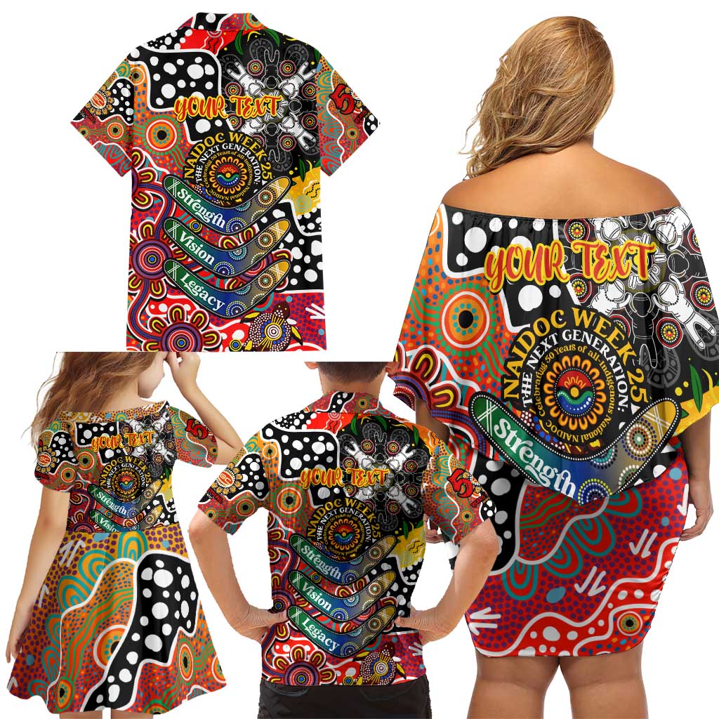 Personalised Suns AFL Celebrating 50 Years of Naidoc Family Matching Off Shoulder Short Dress and Hawaiian Shirt NAIDOC Week 2025 Aboriginal