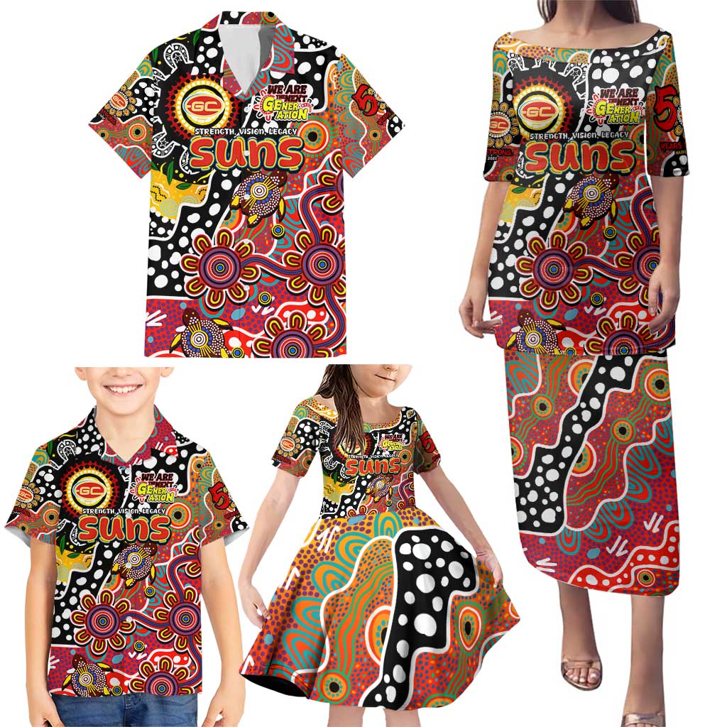 Personalised Suns AFL Celebrating 50 Years of Naidoc Family Matching Puletasi and Hawaiian Shirt NAIDOC Week 2025 Aboriginal