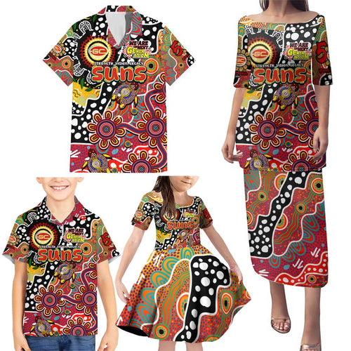 Personalised Suns AFL Celebrating 50 Years of Naidoc Family Matching Puletasi and Hawaiian Shirt NAIDOC Week 2025 Aboriginal