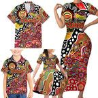 Personalised Suns AFL Celebrating 50 Years of Naidoc Family Matching Short Sleeve Bodycon Dress and Hawaiian Shirt NAIDOC Week 2025 Aboriginal