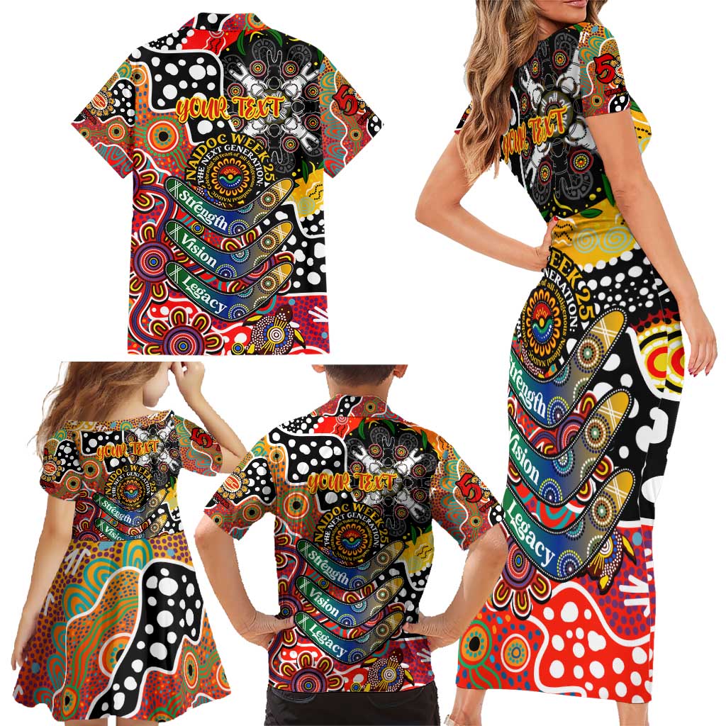 Personalised Suns AFL Celebrating 50 Years of Naidoc Family Matching Short Sleeve Bodycon Dress and Hawaiian Shirt NAIDOC Week 2025 Aboriginal