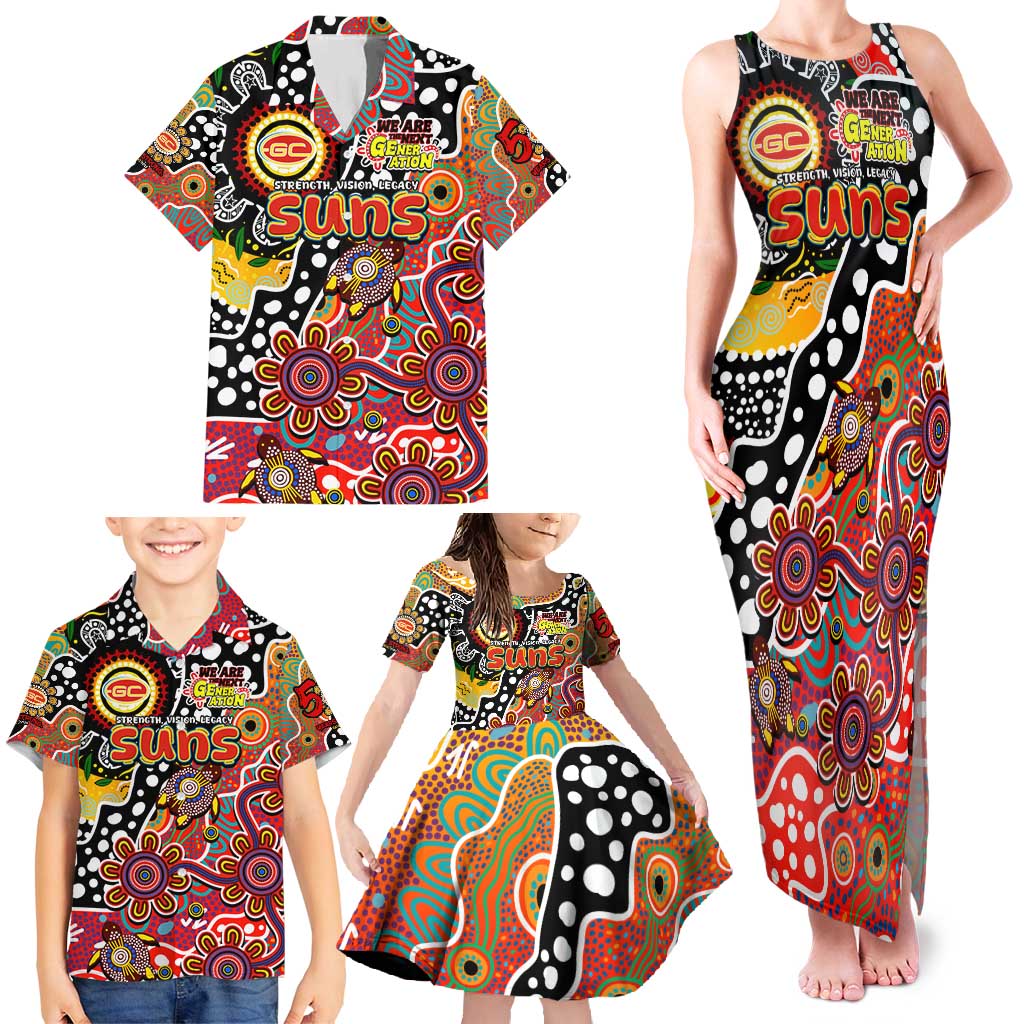 Personalised Suns AFL Celebrating 50 Years of Naidoc Family Matching Tank Maxi Dress and Hawaiian Shirt NAIDOC Week 2025 Aboriginal