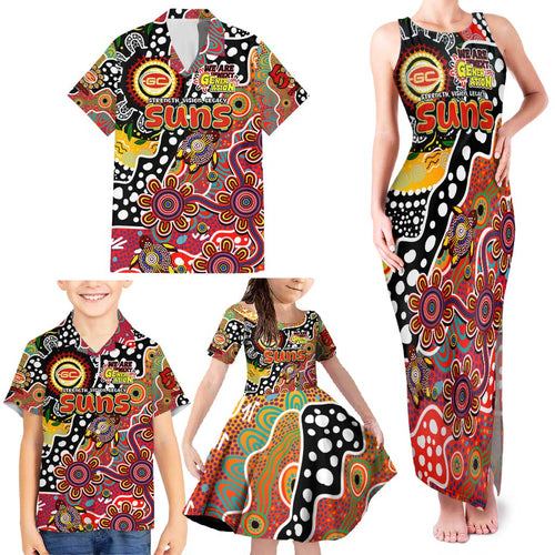 Personalised Suns AFL Celebrating 50 Years of Naidoc Family Matching Tank Maxi Dress and Hawaiian Shirt NAIDOC Week 2025 Aboriginal