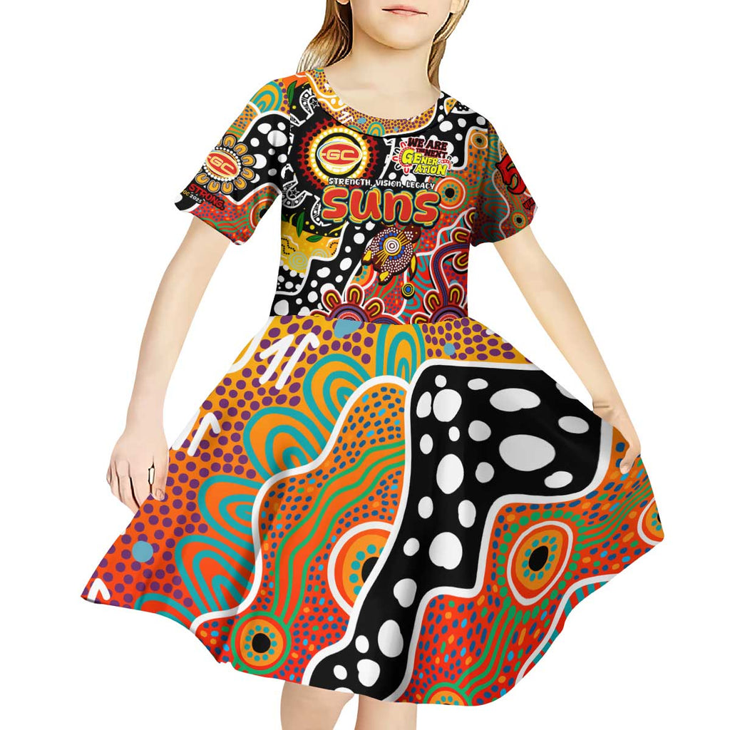 Personalised Suns AFL Celebrating 50 Years of Naidoc Kid Short Sleeve Dress NAIDOC Week 2025 Aboriginal
