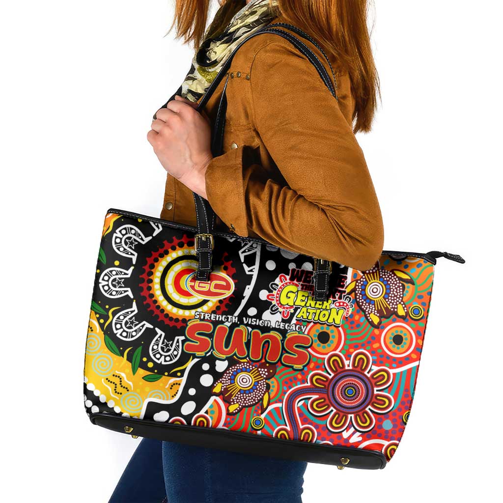 Suns AFL Celebrating 50 Years of Naidoc Leather Tote Bag NAIDOC Week 2025 Aboriginal
