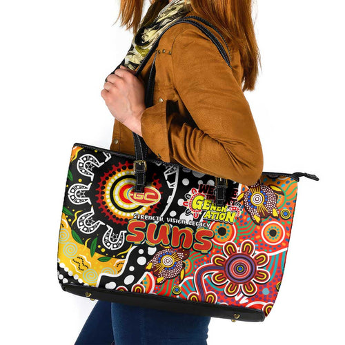 Suns AFL Celebrating 50 Years of Naidoc Leather Tote Bag NAIDOC Week 2025 Aboriginal
