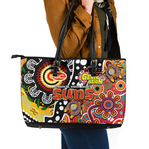 Suns AFL Celebrating 50 Years of Naidoc Leather Tote Bag NAIDOC Week 2025 Aboriginal