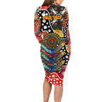 Personalised Suns AFL Celebrating 50 Years of Naidoc Long Sleeve Bodycon Dress NAIDOC Week 2025 Aboriginal