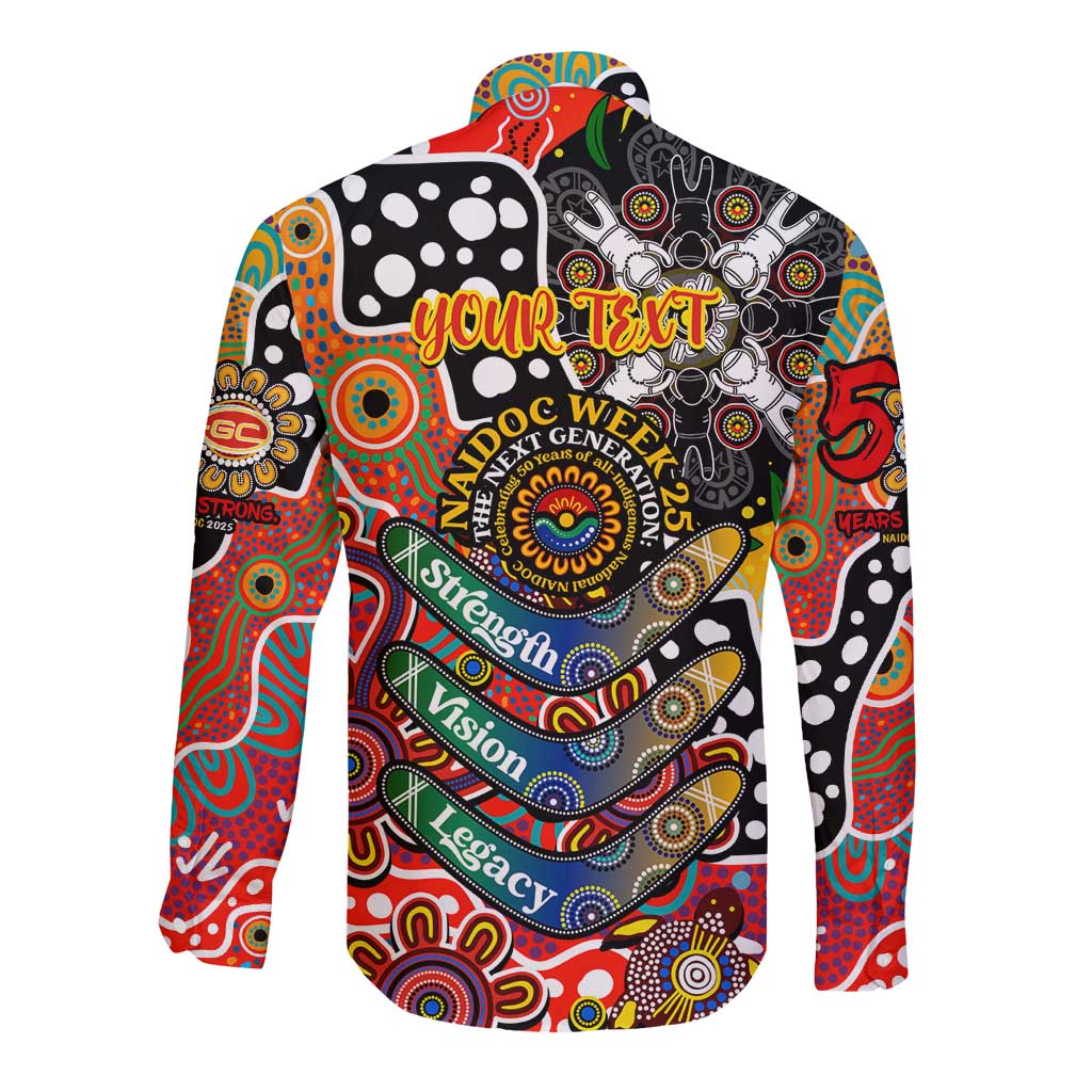 Personalised Suns AFL Celebrating 50 Years of Naidoc Long Sleeve Button Shirt NAIDOC Week 2025 Aboriginal