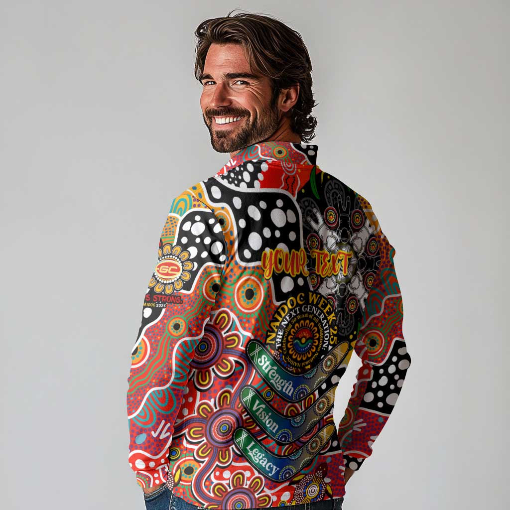 Personalised Suns AFL Celebrating 50 Years of Naidoc Long Sleeve Polo Shirt NAIDOC Week 2025 Aboriginal