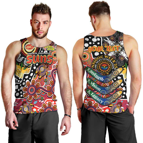 Personalised Suns AFL Celebrating 50 Years of Naidoc Men Tank Top NAIDOC Week 2025 Aboriginal
