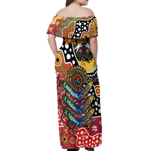 Personalised Suns AFL Celebrating 50 Years of Naidoc Off Shoulder Maxi Dress NAIDOC Week 2025 Aboriginal