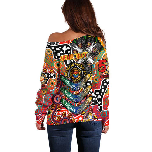 Personalised Suns AFL Celebrating 50 Years of Naidoc Off Shoulder Sweater NAIDOC Week 2025 Aboriginal