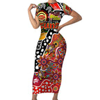 Personalised Suns AFL Celebrating 50 Years of Naidoc Short Sleeve Bodycon Dress NAIDOC Week 2025 Aboriginal