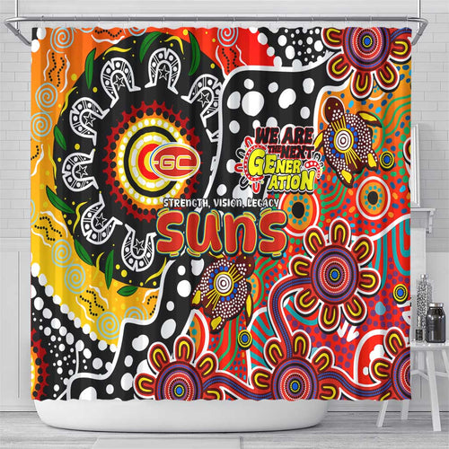 Suns AFL Celebrating 50 Years of Naidoc Shower Curtain NAIDOC Week 2025 Aboriginal