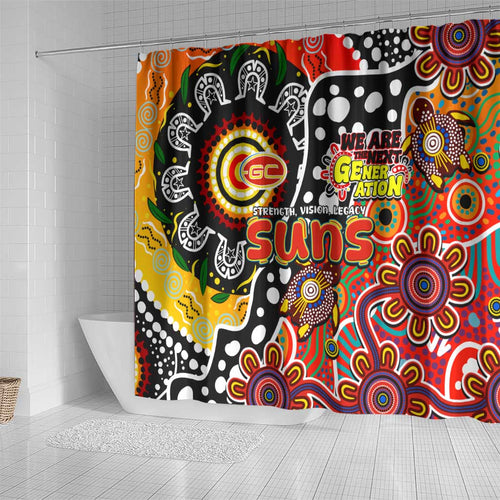Suns AFL Celebrating 50 Years of Naidoc Shower Curtain NAIDOC Week 2025 Aboriginal