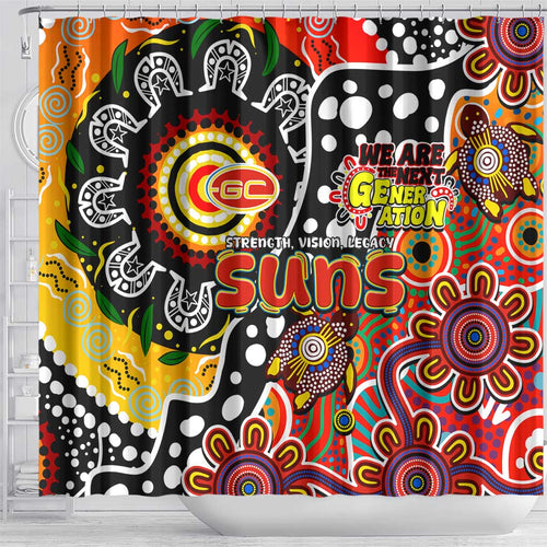Suns AFL Celebrating 50 Years of Naidoc Shower Curtain NAIDOC Week 2025 Aboriginal