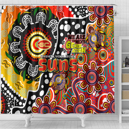Suns AFL Celebrating 50 Years of Naidoc Shower Curtain NAIDOC Week 2025 Aboriginal