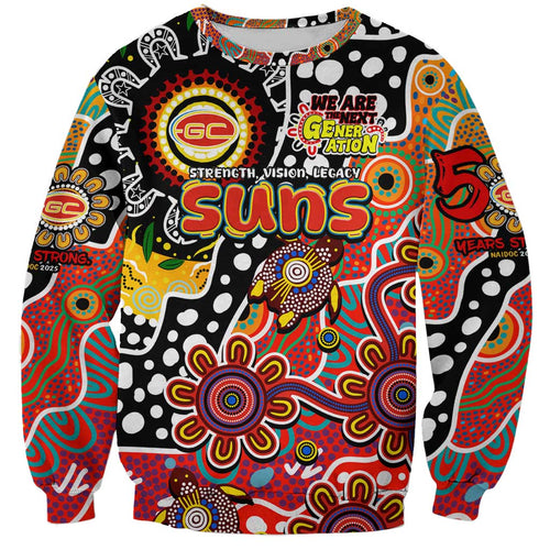Personalised Suns AFL Celebrating 50 Years of Naidoc Sweatshirt NAIDOC Week 2025 Aboriginal